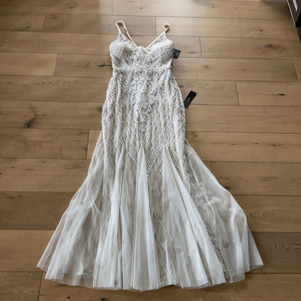 Lulus off white beaded wedding dress size small